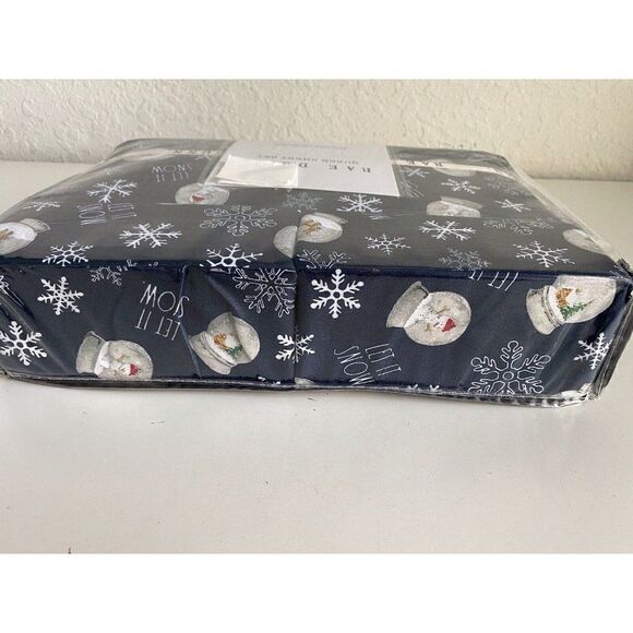 Rae Dunn SnowGlobes Snowflakes Christmas Holiday Soft Queen Sheet Set 4 Piece - Picture 7 of 13